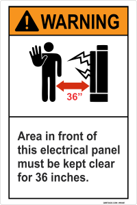 Warning: Area in Front of This Electrical Panel Must Be Kept Clear for 36 Inches