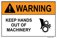 Warning: Keep Hands Out Of Machinery (With gear Symbol)