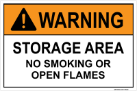 Warning: Storage Area - No Smoking Or Open Flames