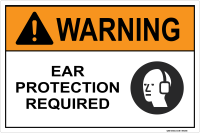 Warning: Ear Protection Required (with Ear Muff Graphic)