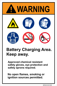 Warning: Battery Charging Area - Keep Away