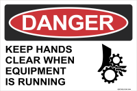 Danger: Keep Hands Clear When Equipment Is Running (Graphic)