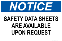 Notice: Safety Data Sheets Are Available Upon Requests