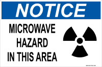 Notice: Microwave Hazard Area (with warning graphic)