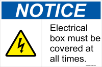Notice: Electrical Box Must Be Covered At All Times
