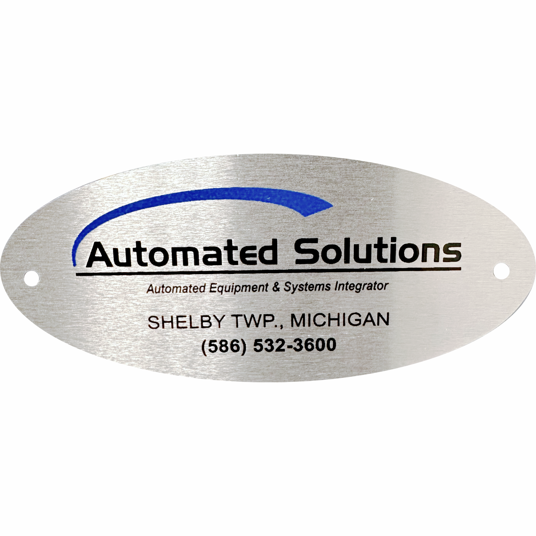 Custom shaped silk screened aluminum nameplate