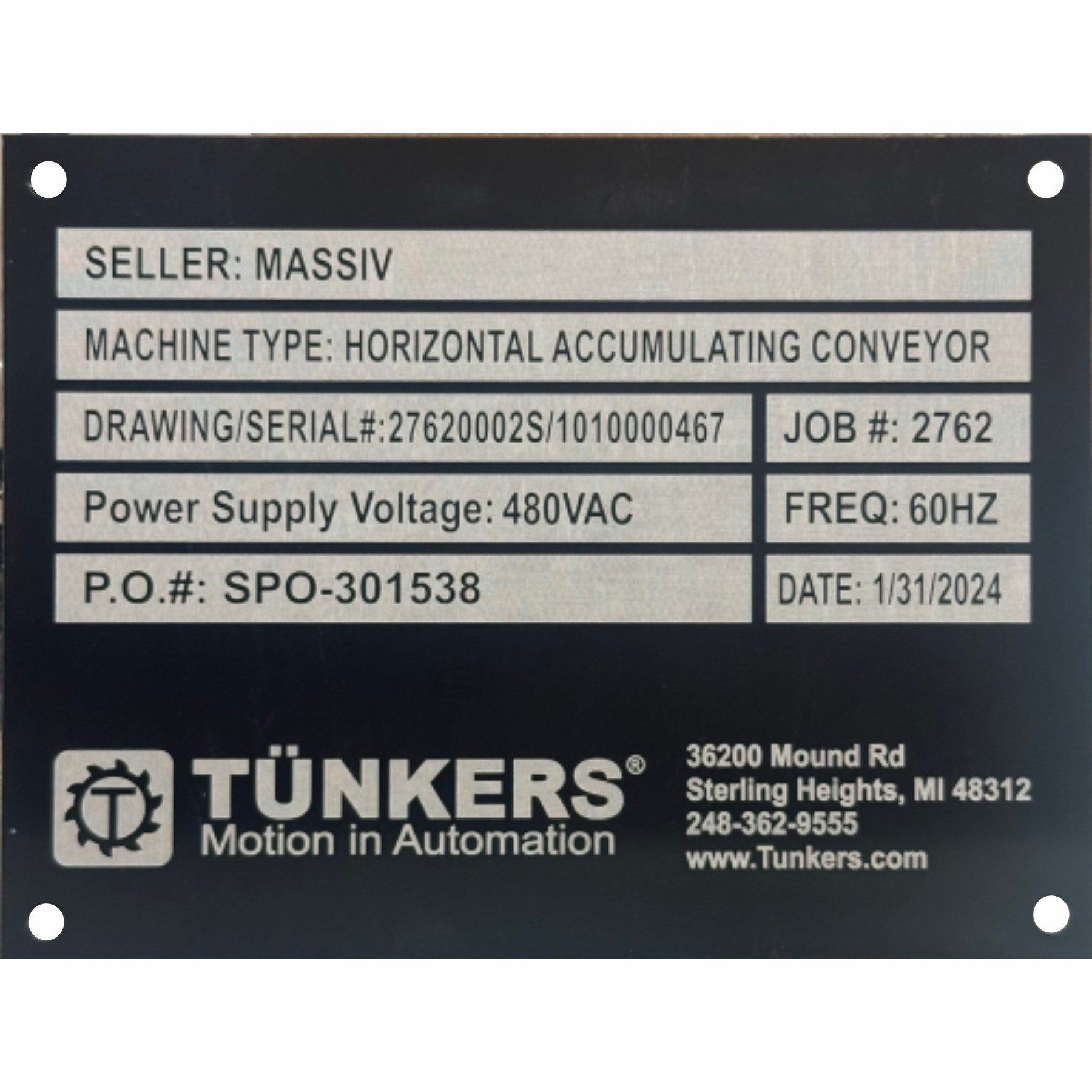 Laser engraved anodized aluminum identification plate