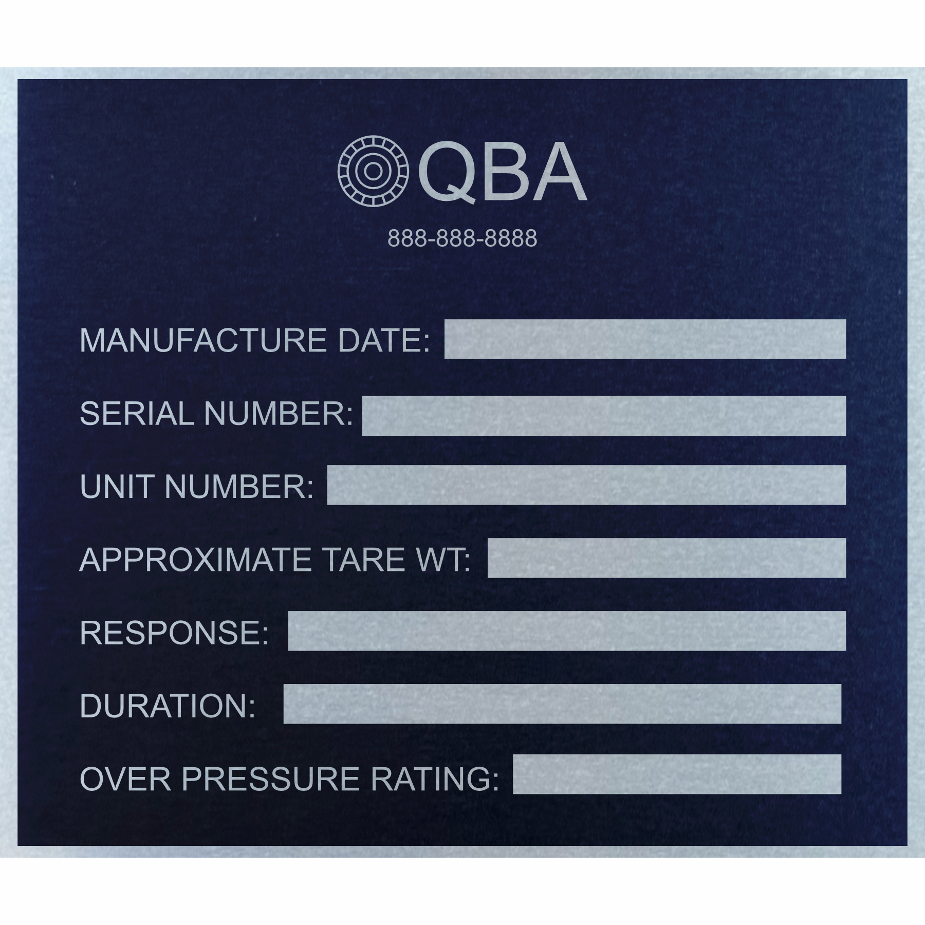 Custom aluminum equipment identification plate